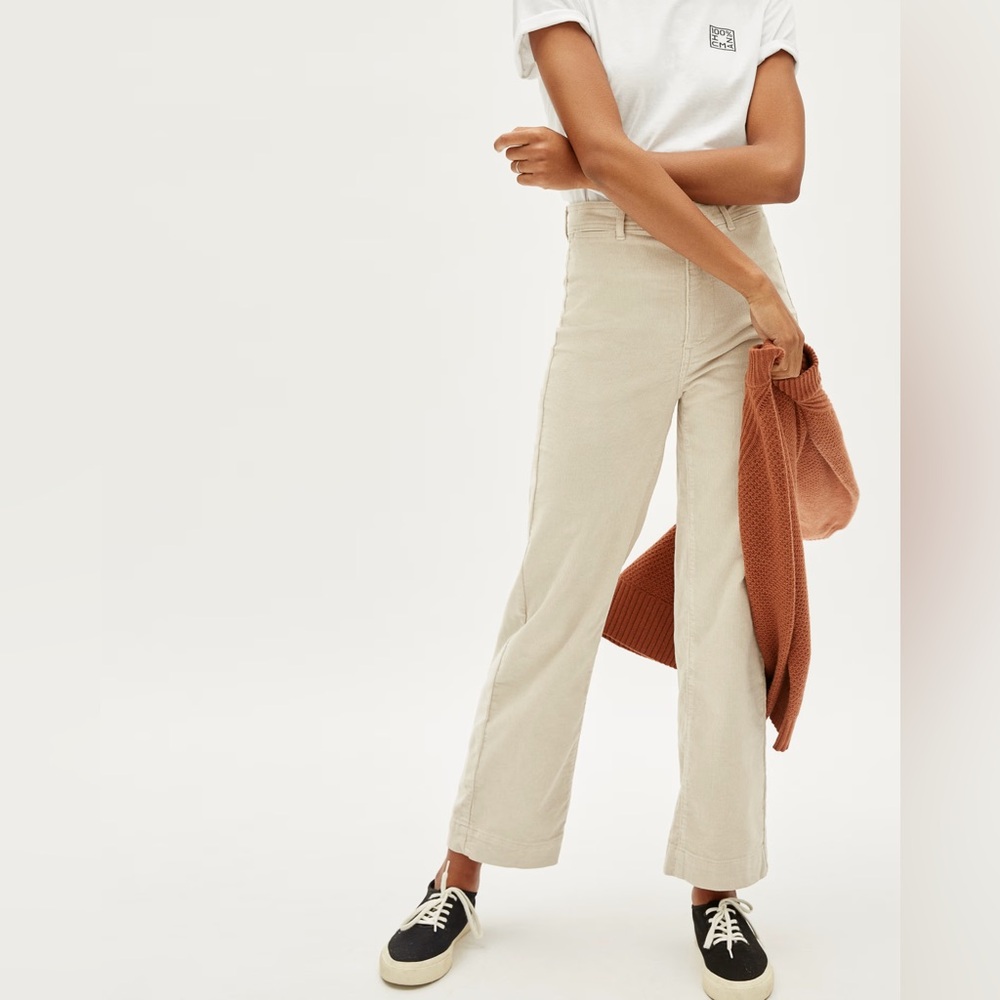 Everlane Women’s Corduroy Wide Leg Pant High Rise Cream Size 8